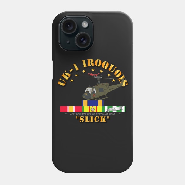 UH-1 - Front Oblique  Vietnam - Slick w VN SVC Medals Phone Case by twix123844