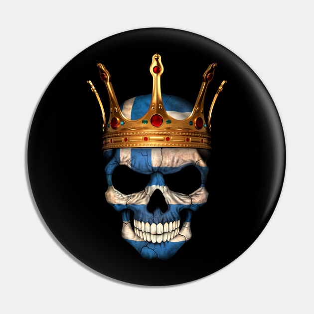 Greek Flag Skull with Crown Pin by jeffbartels