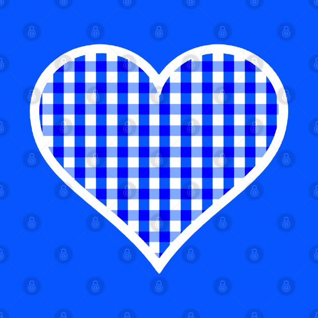 Bright Blue and White Gingham Heart by bumblefuzzies