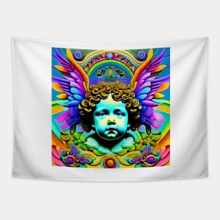 Psychedelic Cherub Angel Wings Tapestry