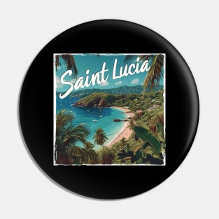 Saint Lucia (White Lettering) Pin