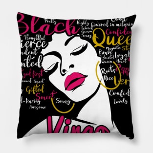 Virgo Queen Funny Birthday Gift for Black Women Girl Pillow