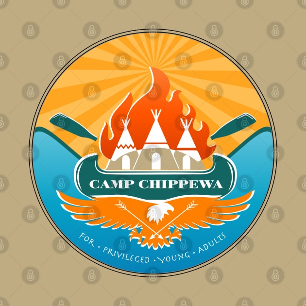 Camp Chippewa Wednesday Addams Inspired Eagle and Canoe Fan Logo by Kraken Sky X TEEPUBLIC