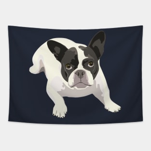 Black and White French Bulldog - Vector Art Portrait Tapestry