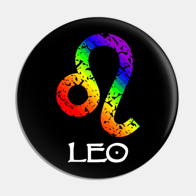 Leo Zodiac Symbol in Rainbow Color Pin by Muzehack