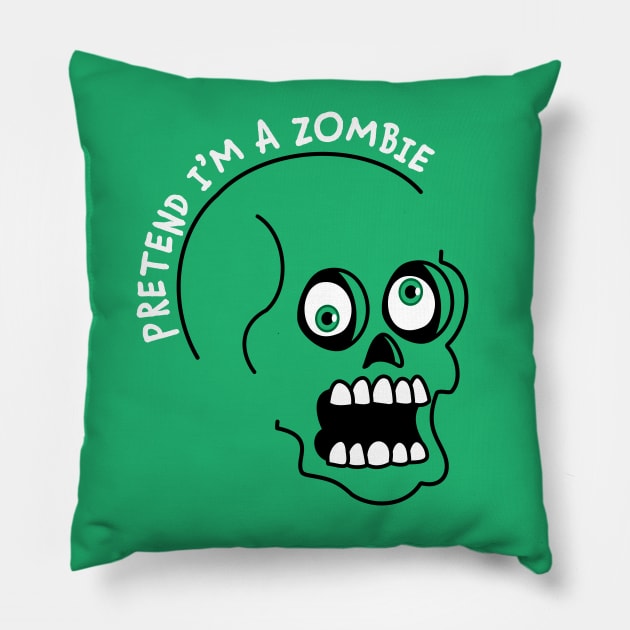 Pretend I'm A Zombie Costume Halloween Lazy Easy Funny Pillow by OrangeMonkeyArt