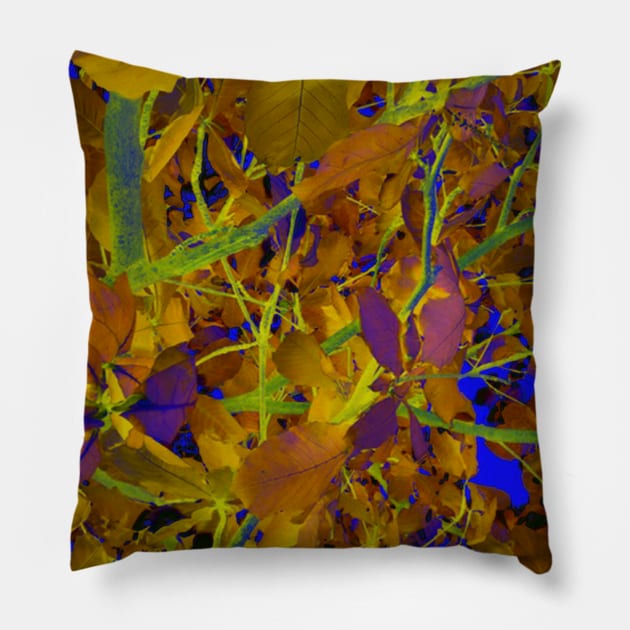 Natural Multi-Color Leaf Print Pillow by LupiJr