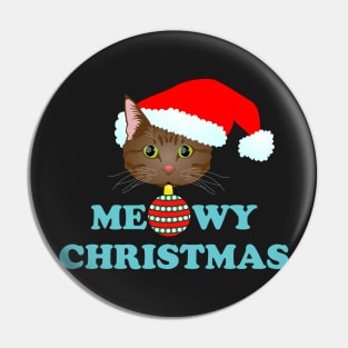 Meowy Christmas 2: Brown Tabby (Blue) Pin