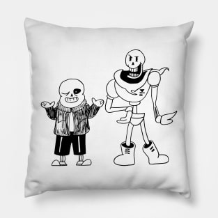 Sans and Papyrus Undertale Simple Black and White Design Pillow