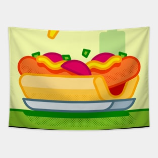 Hot dog with toppings Tapestry