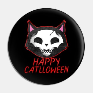 Corpse Paint Cat Happy Catlloween Cat Halloween Pin