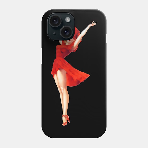 Pinup Girl in a Red Dress Phone Case by LucyMacDesigns