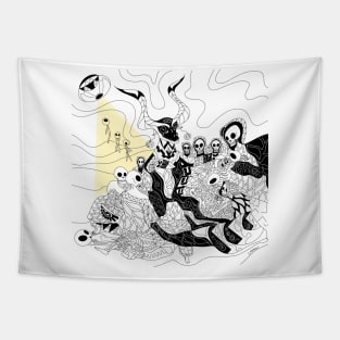 goya's dream with witchcraft the mexican remix in floral pattern Tapestry