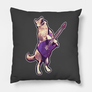 Dog playing guitar rock ‘n’ roll heavy-metal gift animal art gamer Pillow