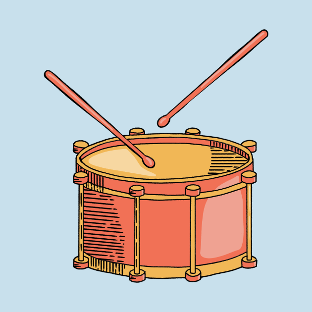 Drum Hand Drawn Line Art Musical Instrument by ksrogersdesigns