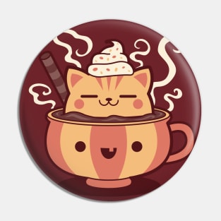 Pumpkin Spice Kawaii Kitty Pin