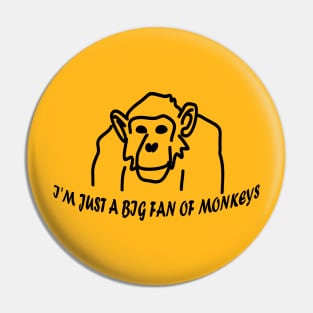 I'm Just A BIG Fan of Monkeys chimpanzee doodle and text Pin