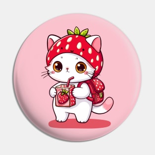 Strawberry Juice Cat Pin