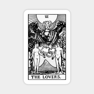 VI. The Lovers Tarot Card Black and white Magnet