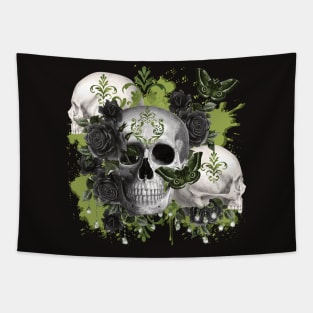 ABSINTHE DREAMS VINTAGE GOTHIC SKULL WITH BLACK ROSES Tapestry