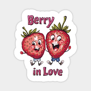 Berry in Love: Sweet Strawberry Duo Embracing Love Magnet