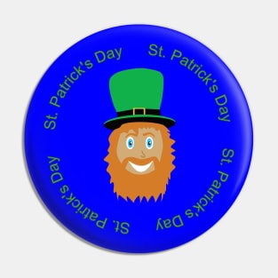 Cartoon of a man with long beard and green hat. St. Patrick's Day Pin