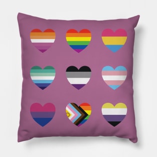 LGBT+ Pride Flags Heart Collection Pillow