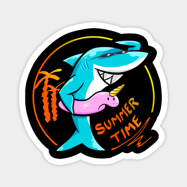 Unicorn Float Shark Summer Magnet by Gazpakio