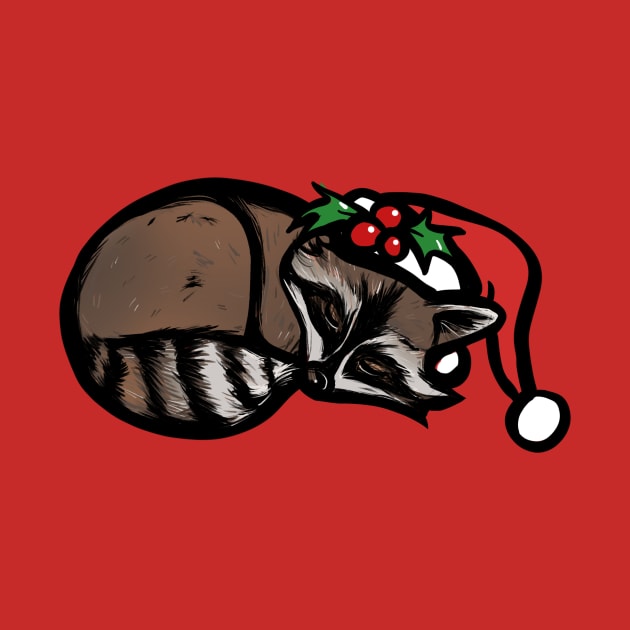 Cute Christmas Raccoon by bubbsnugg