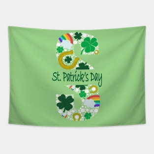 St. Patrick's Day Word Art Monogram in Green, Gold and White Tapestry