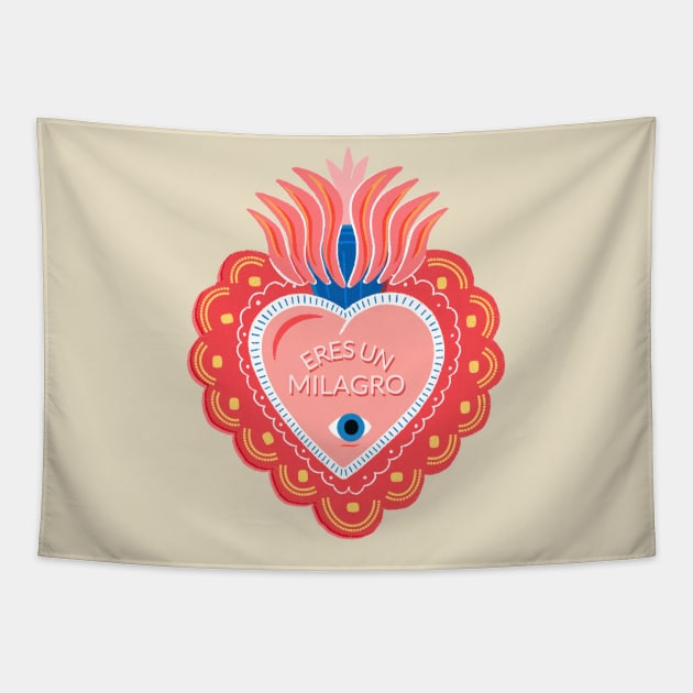 Sagrado Corazon Heart Love Amor Te Amo Tapestry by Tip Top Tee's