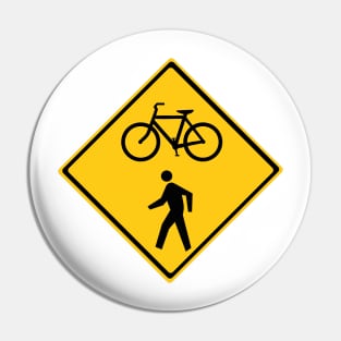 A Road Bicycle and Pedestrians Warning Sign Pin