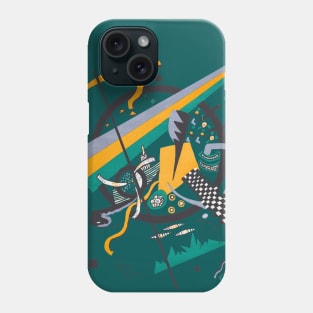 Teal Green Yellow Black Colorful Abstract Kandinsky Phone Case