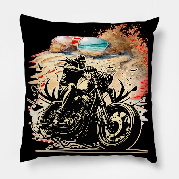 Let's Live, Vintage Motorcycle ,American customs Pillow by Customo