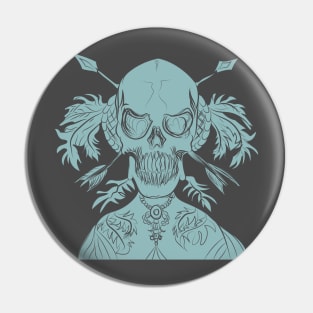 Indian skull green Pin