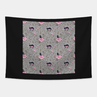 Black cats on flower matrix Tapestry