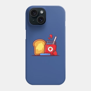 Toast Bread With Strawberry Jam Cartoon Vector Icon Illustration Phone Case