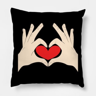 Hands Making Heart Shape Love Sign Language Valentine's Day Pillow