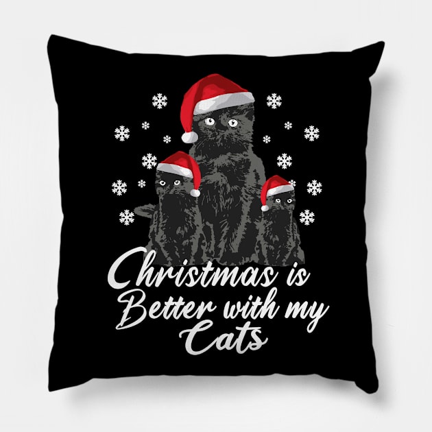 Funny Cats Christmas is better with my cats Pillow by dnlribeiro88