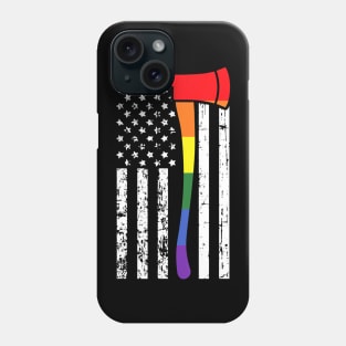 Firefighter American Flag LGBT-Q Gay Pride Flag Fireman Phone Case