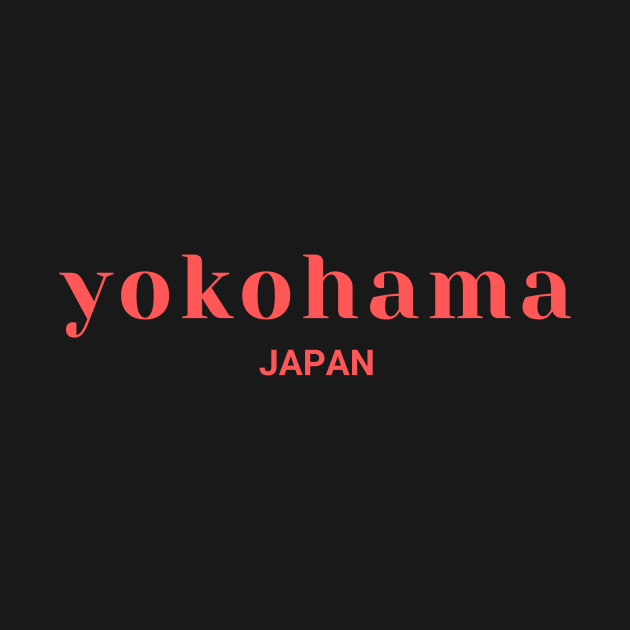 Yokohama Japan Simple Text Red Design by yourstruly