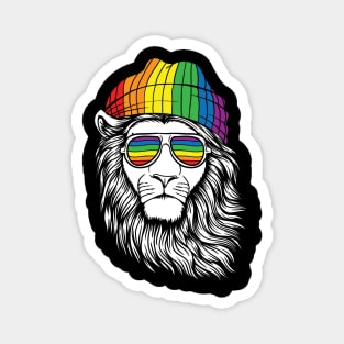 LGBT Lion Gay Pride LGBTQ Rainbow Flag Sunglasses Magnet