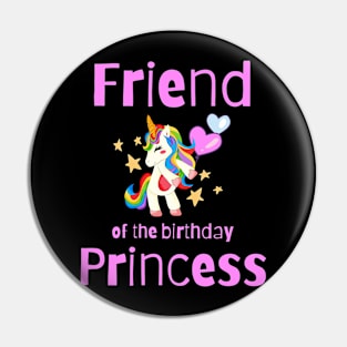 Kids Friend of the Birthday Princess Girl Dancing Unicorn Pin