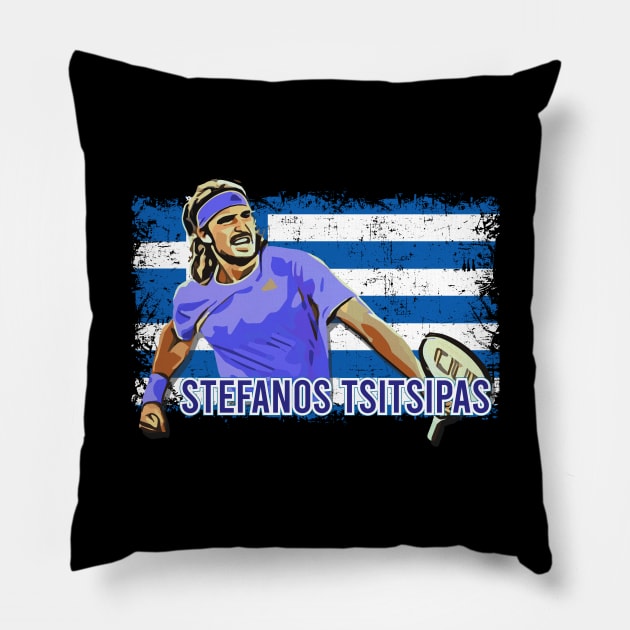 Stefanos Tsitsipas Tennis Player of Greece Pillow by vlada123