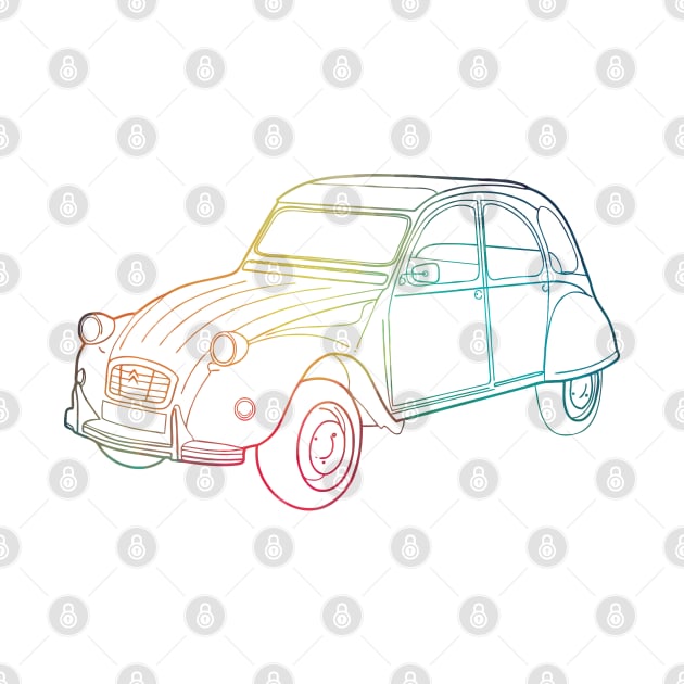 Rainbow shape line art old car by AdiDsgn