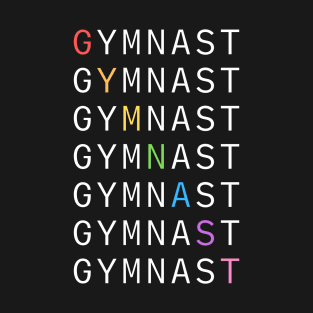 GYMNAST Rainbow Text - White T-Shirt