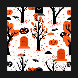 Halloween Cemetery Orange T-Shirt