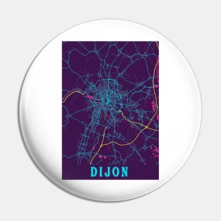 Dijon Neon City Map, Dijon Minimalist City Map Art Print Pin