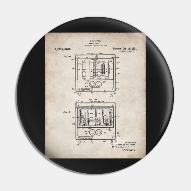 Toaster Patent - Baker Chef Kitchen Diner Decor Art - Antique Pin by patentpress