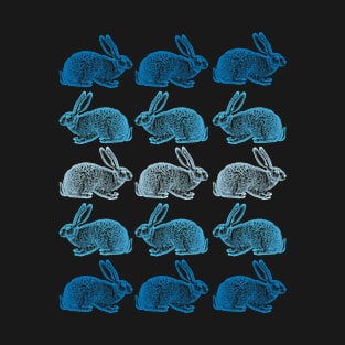 Cute Blue Rabbits Rabbit Lover Retro Vintage Rabbit Animal Art T-Shirt